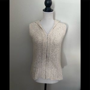 Talbots made in Italy sleeveless brown wool blend zip up hooded sweater small